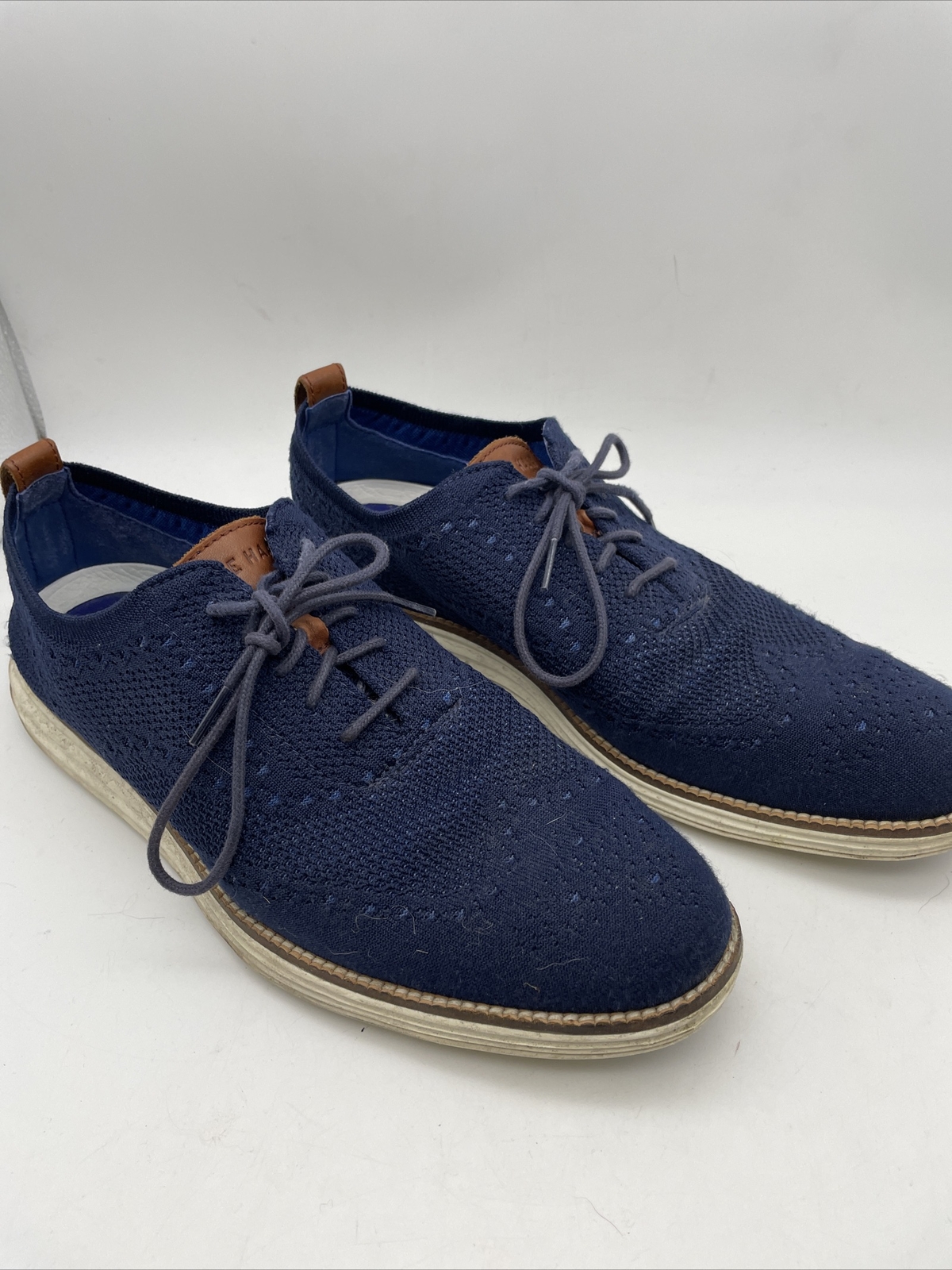 SAOLA Scarpe Cole Haan da uomo taglia 11 originali Grand Stitchlite Wingtip C27960 blu Oxford