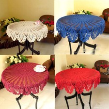 36" Vintage Hand Crochet Lace Tablecloth Round Table Topper Doily Wedding Party