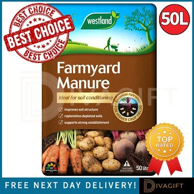 FARMYARD MANURE 50L FERTILISER HORSE COMPOST CROP SOIL CONDITIONER NEW WESTLAND