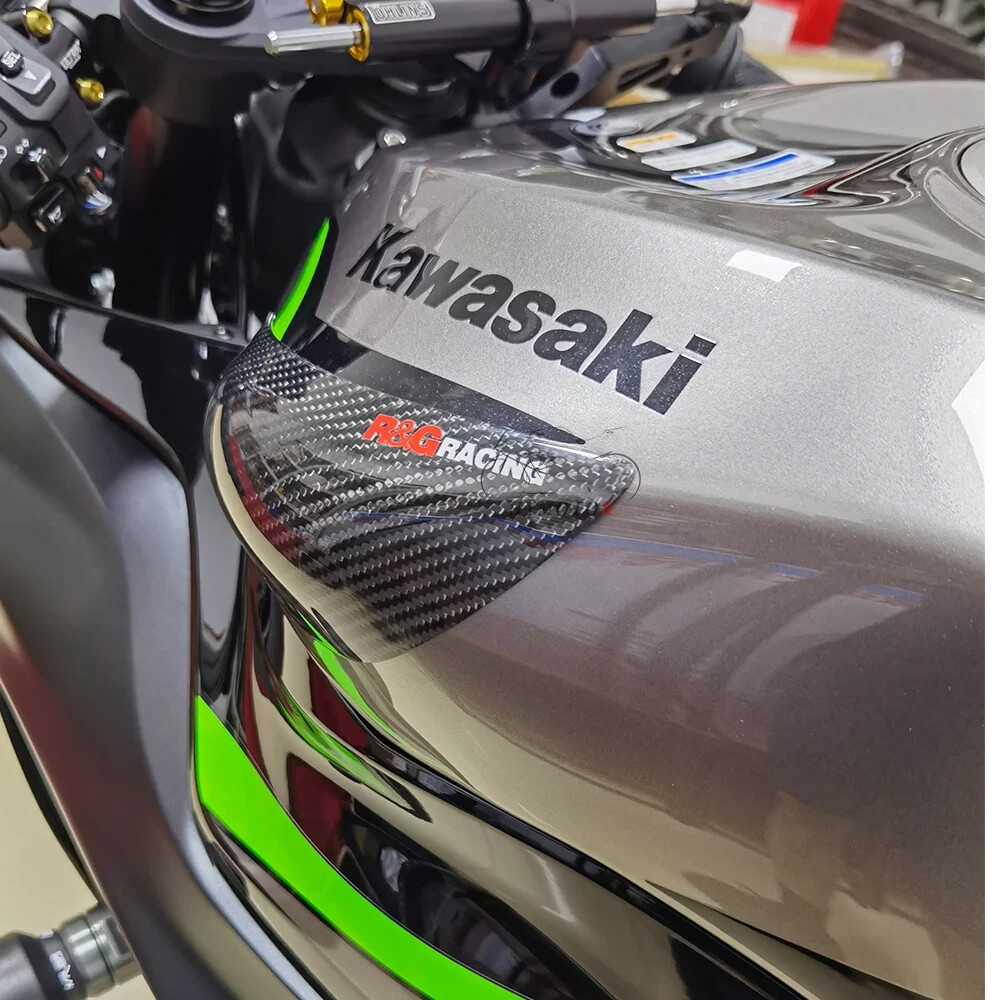 Carbon Fiber tank sliders decal cover Protect For Kawasaki ZX6R 636 2019-2024