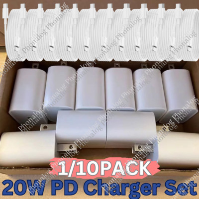 1/10 Lot For iPhone 12/13/14 Fast Charger 20W PD 6FT Cable Power Adapter Type-C 