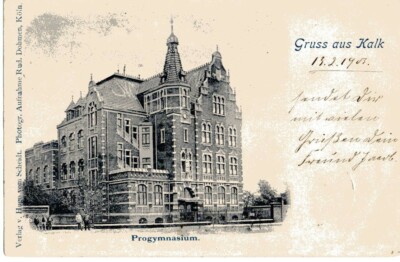Greetings from Cologne Lime Progymnasium used 1903 to Urbach BZ. Cologne