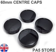 4x All GLOSS Black Centre Caps 60mm Wheel Hub Center - Universal 60mm /