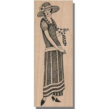 Lady In Pearls Rubber Stamp, People, Woman, Flower, Pretty Lady, Hat, Dress, wm