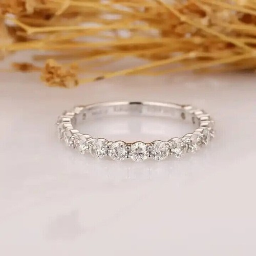 2 Ct Round Cut Moissanite Eternity Wedding Band Ring 14K White Gold Size 6