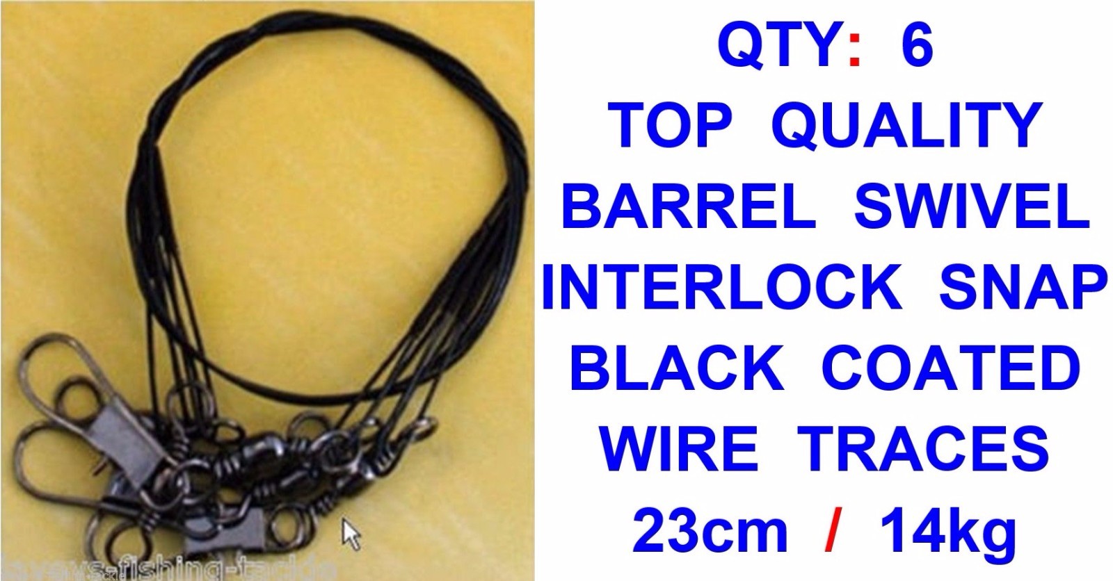 6 WIRE TRACES 23cm SPINNING PIKE LEADERS SEA FISHING TACKLE FOR PLUGS SPOONS ETC