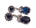 Vintage Sapphire Blue Rhinestone Drop Earrings Costume Jewelry