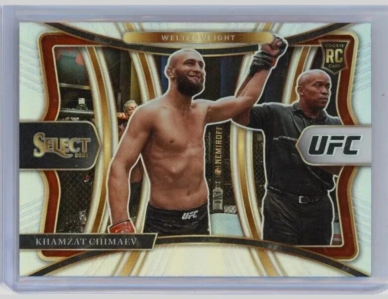 2021 Select UFC Khamzat Chimaev Premier Level SP Silver Prizm Rookie RC #162