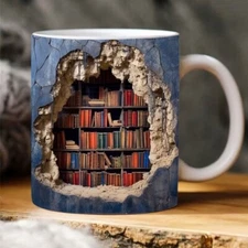 2024 3D Bookshelf Mug-Library Book Shelf Mugs, Book Lover Ceramic Mug Gifts 🔥