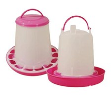 WachtelGl&uuml;ck&reg; Futterautomat und Tr&auml;nkenset Pink