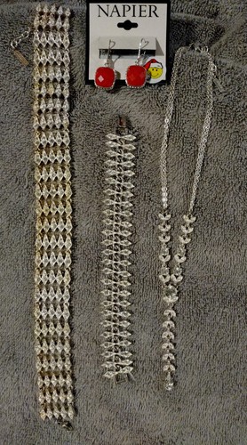 Napier Necklace Bracelet Statement Jewelry Silver Tone Vintage - Picture 20 of 20