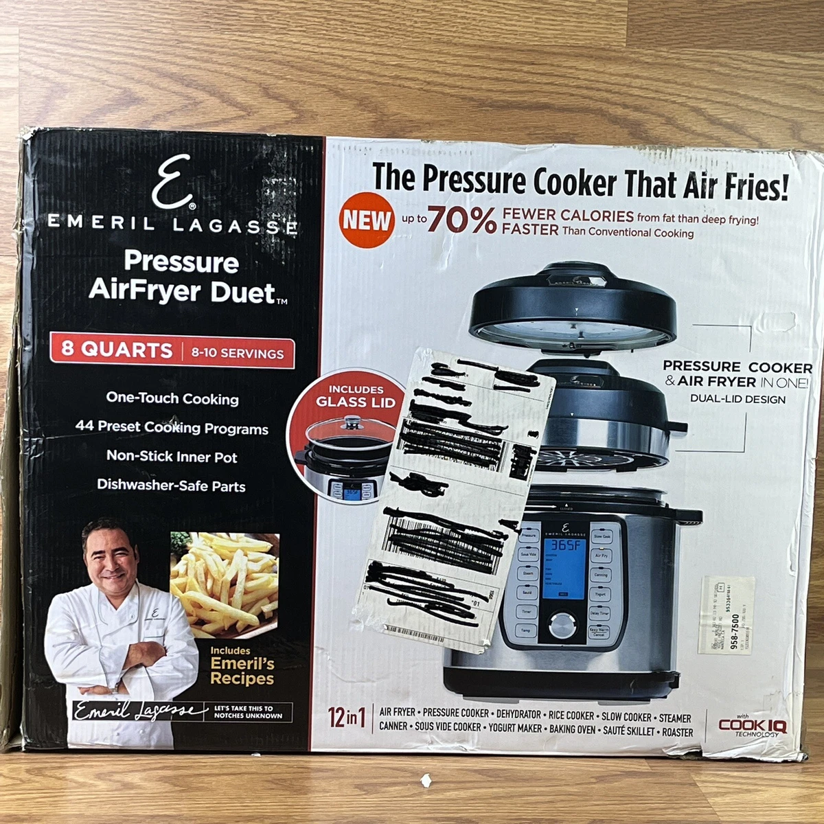 Emeril Lagasse 8 Quart 12 In 1 Air Fryer Pressure Cooker Duet