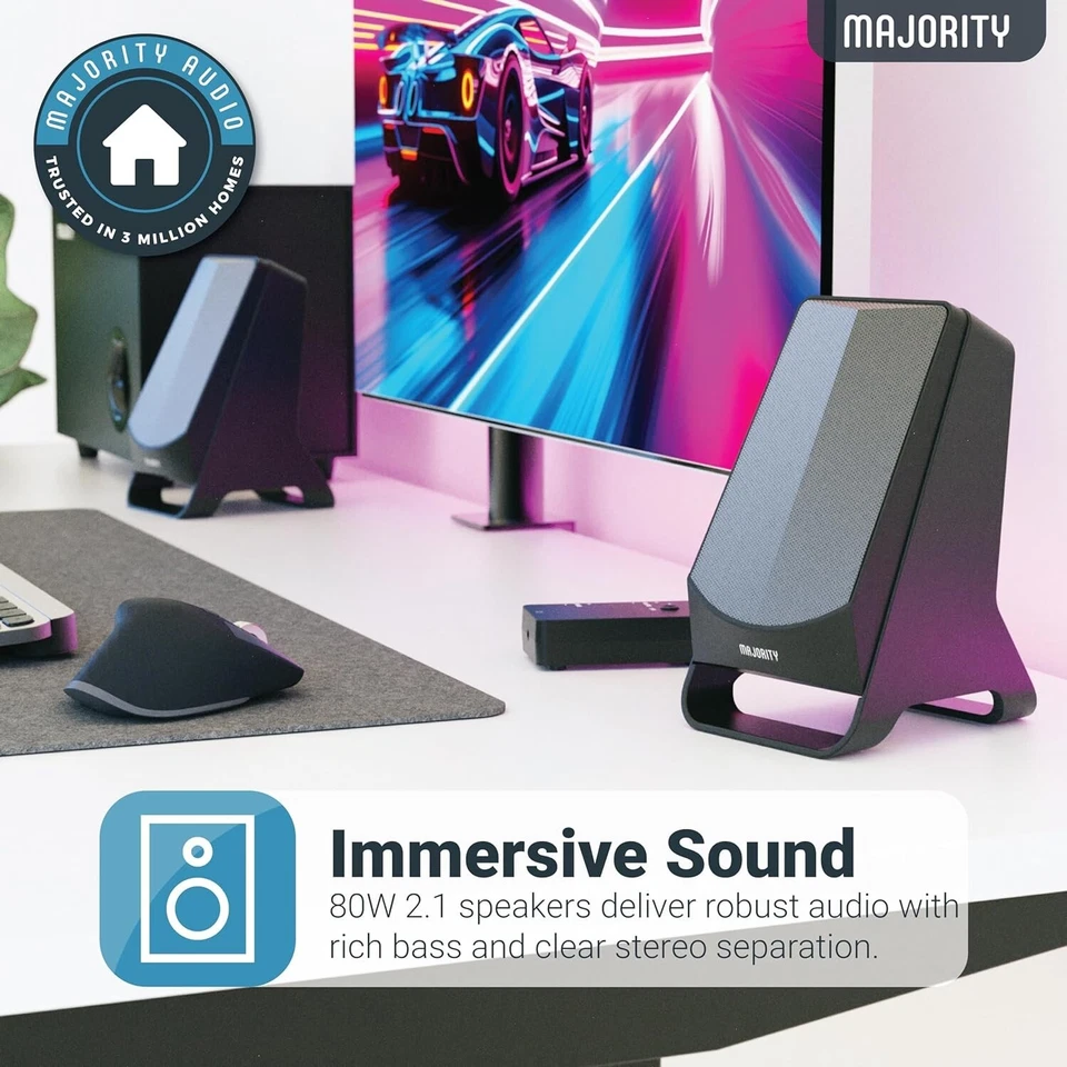 2.1 Aktiv System, Kabel Fernbedienung, Kopfhörer-Ausgang, Majority DX30, GEPRÜFT - Bild 3 von 4