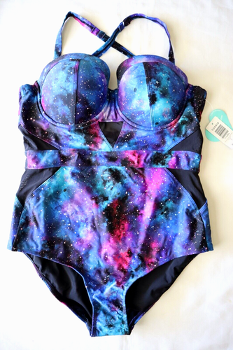 Torrid Vixen Collection Galaxy Cutout Mesh One Piece Swimsuit size 00 - Picture 5 of 6
