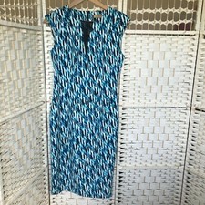 Per Una Speziale Italian Fabric Dress Ladies Size 10 Blue Geometric Lined Net V