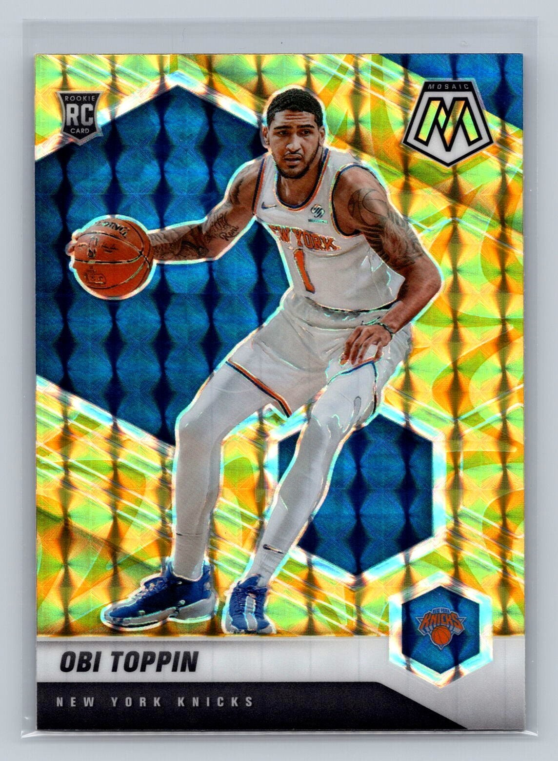 2020 Panini Mosaic Yellow Reactive RC #220 Obi Toppin New York Knicks