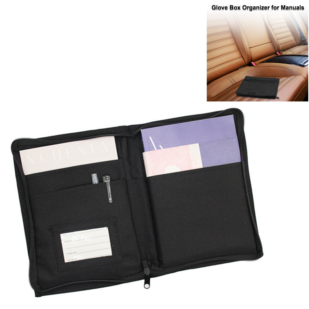 Multi Pockets Glove Box Car Manuals Documents Storage Folder Organizer Holder