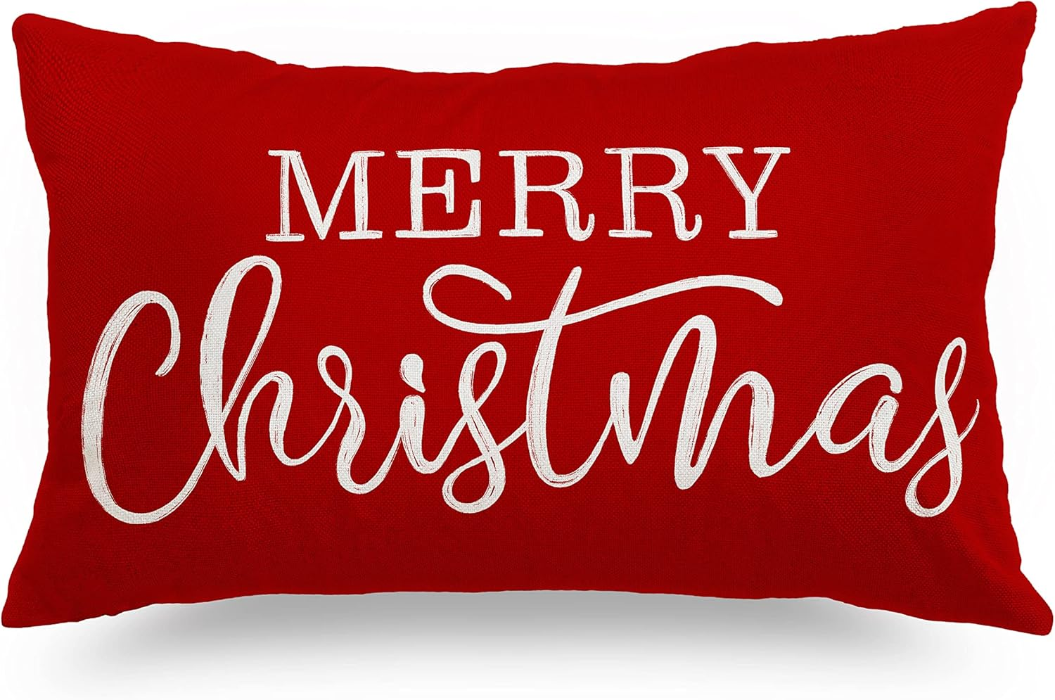 Red 12x20 Inch Christmas Lumbar Pillow Cover for Merry Holiday Decor