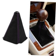 Car Shift Boot Cover, Gear Shift Cover, Suede Leather Manual Black/Purple