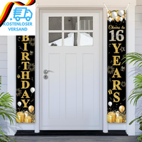 16. Geburtstagsbanner, 16. Geburtstag TüR Banner Deko, Happy Birthday Banner Par
