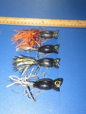 Lot of 4 Arbogast Hula Popper TOPWATER Lures Black