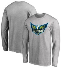 Men's Heathered Gray Dallas Wings Primary Logo Long Sleeve T-Shirt