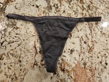 True Vintage Victoria's Secret Signature Waistband V String Cotton Gray Small