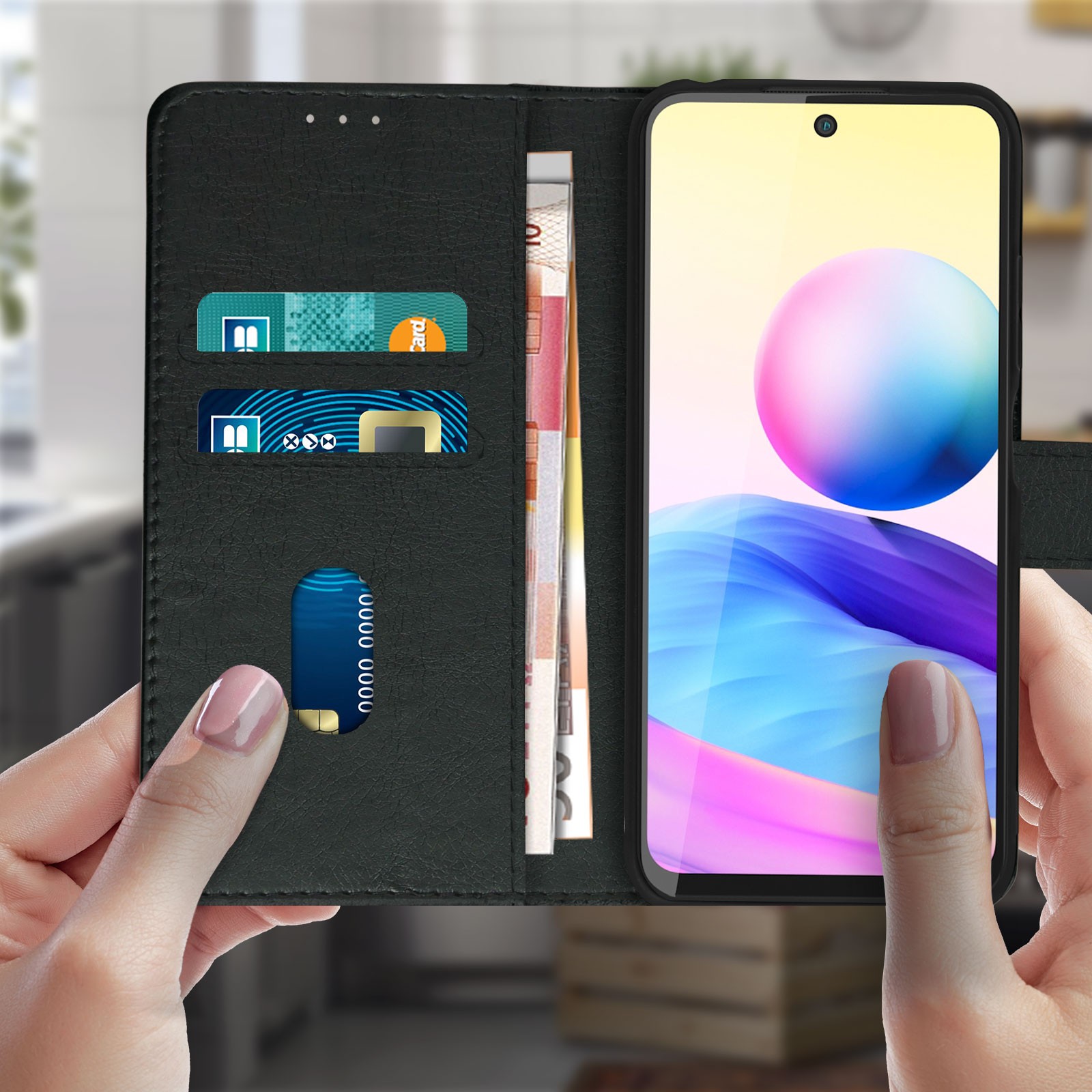 Housse Redmi Note 10 5G antichoc avec clapet magnétique et support vidéo horizontal - 3