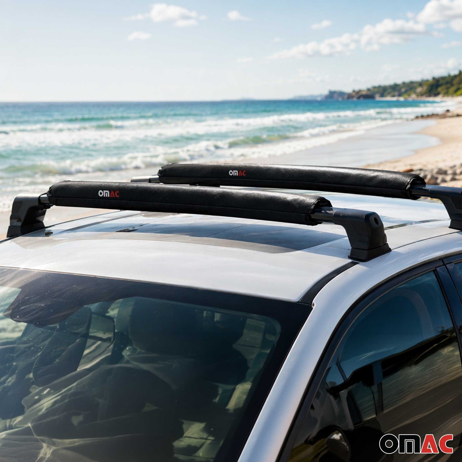 19" Roof Rack Pads Surfboard Windsurf Crossbar Pads for Toyota Black 2 Pcs