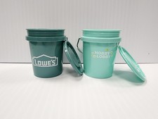Hobby Lobby & Lowe's Teal Mini Bucket With Lid 4" Tall HTF Fast Shipping 2 Pack