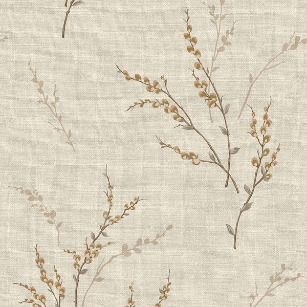 Belgravia Carmella Blumen Tapete Strukturiertes Vinyl Metallisch Hessian Creme-image