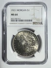 1921 Morgan Silver Dollar Philadelphia Mint NGC MS 64