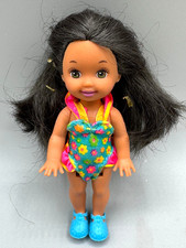 DS LOT A DRESSED BARBIE DOLL KELLY IN BLUE BATHING SUIT SWIMSUIT SHOES