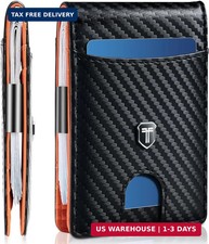 Mens Slim Money Clip Wallet RFID Blocking Front Pocket Bifold ID Window Gift New