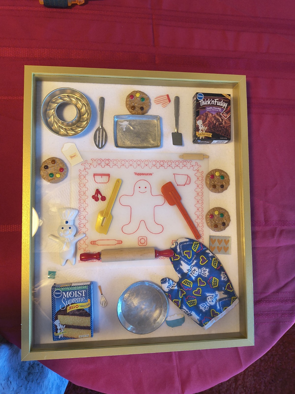21 X 17" Shadowbox With Vintage Toys Cooking Utensils Pillsbury Doughboy 3