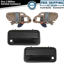 Textured Black Outside & Tan Inside Door Handle Kit Set for Chevy GMC Pickup SUV