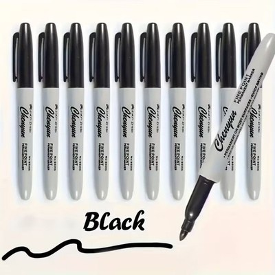 TOP PREISWERT | Schwarze Marker Stifte feine Kugelspitze PERNAMENT wasserfeste Marker