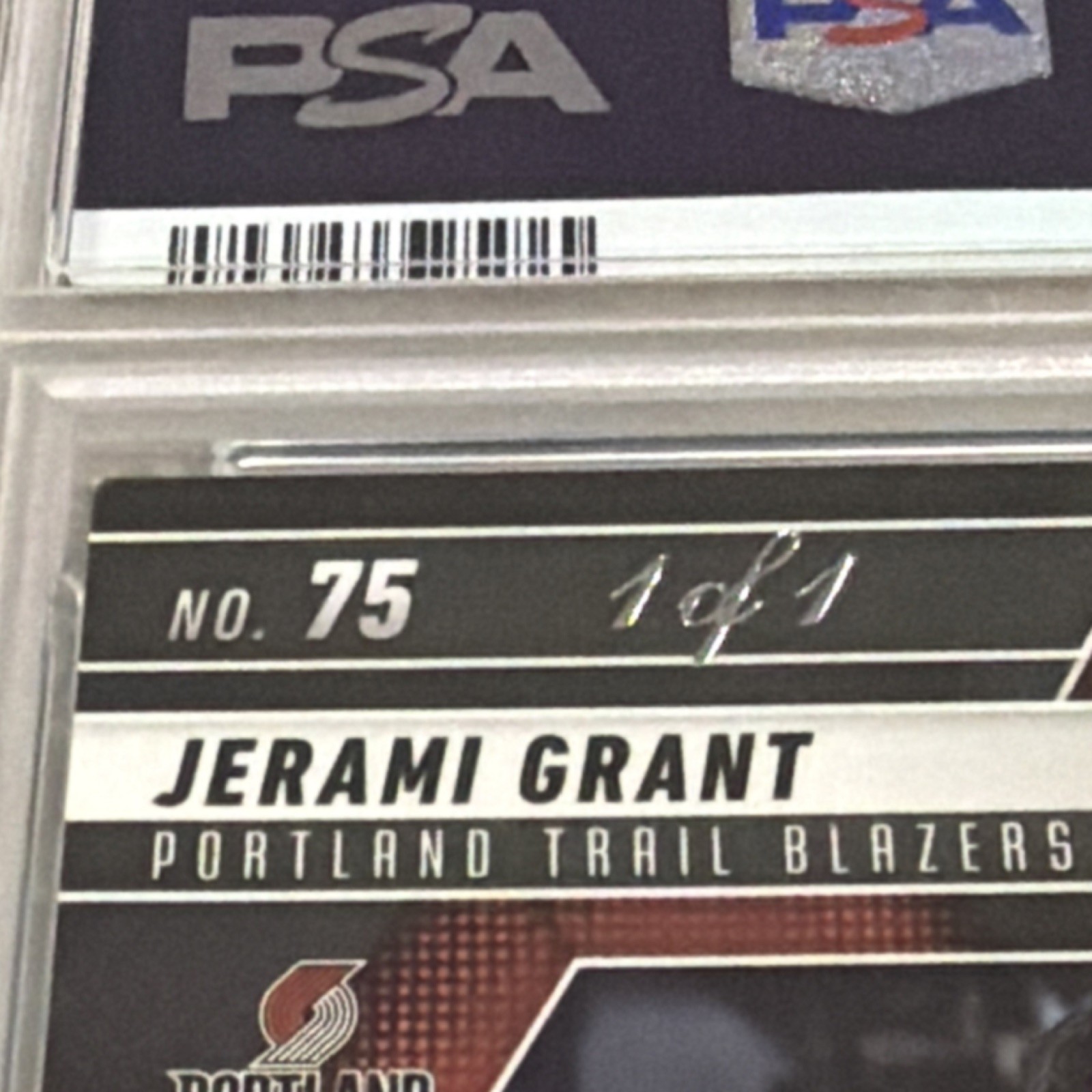 Panini Mosaic Jerami Grant #75 International Black 1/1 Trail Blazers PSA 8 view 3