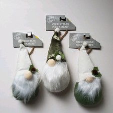 Lot 3 Plush Gnome Ornaments Christmas Tree Approx 7" Winter Holly Teacher Gifts