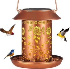 Sunflower Solar Bird Feeder for Outdoors Hanging Solar Lanterns Waterproof Metal