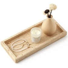 Real Natural Small Travertine Tray for Bathroom, Vanity, Kitchen Counter
