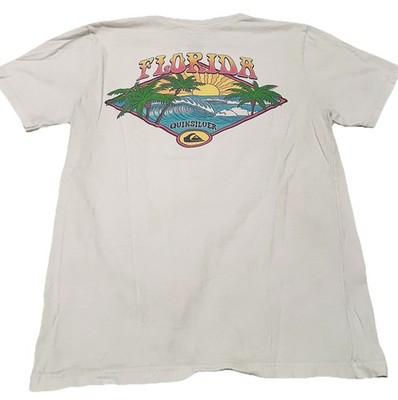 Quicksilver Florida Graphic T-Shirt Men s S White Crewneck Short Sleeve Beach