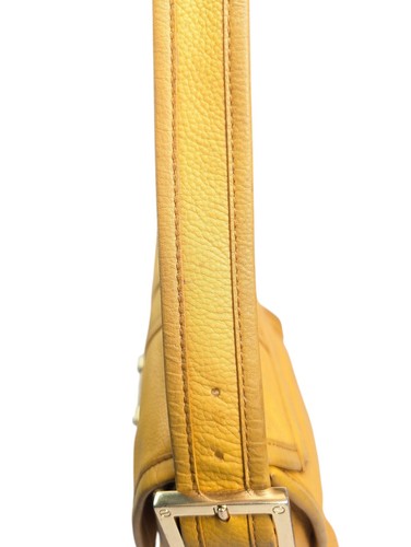 Vintage Tory Burch Gareth Bag Golden Yellow Pebble Leather Logo Magnetic - Picture 12 of 23