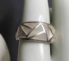 6461 Vintage 925 Sterling Mother of pearl inlay band Ring Size 8  5.3 grams