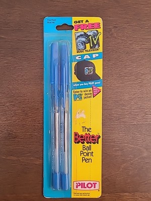 Vintage 90's Pilot The Better Ball Point Pen Set, Blue, MTV Promo