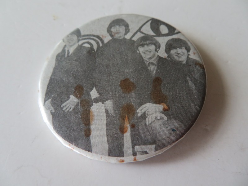 Vintage Beatles Badge  pin 1970s 2" button Metal Badge a Mint Psychedelic