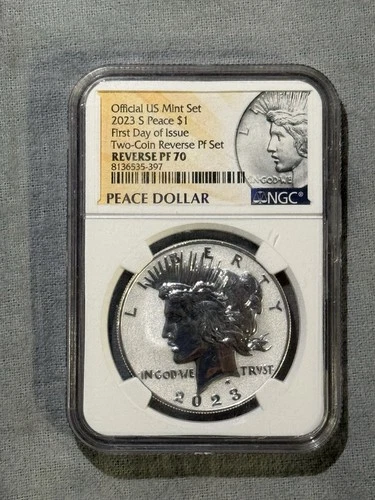 2023-S PEACE DOLLAR REVERSE PROOF FIRST DAY  FDOI ; FDI  NGC PF70 (1 Coin)