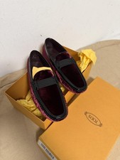 Tod's Smoking Burlotto Shoes Mens Size 6 Red Velvet Gommini Loafers Italy