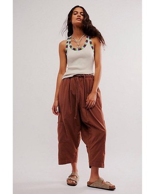 Free People Kahlani Harem Pull-On Cropped Pants - Brown Size Medium
