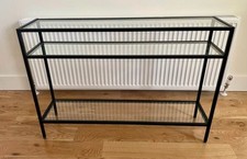 Console Table in Elegant Black Metal and Glass